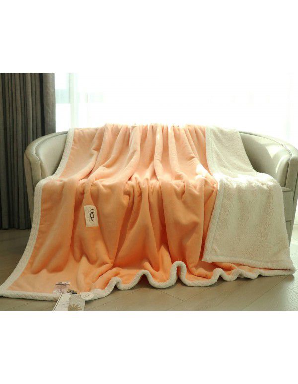 UGG Blanket Double sided velvet blanket Solid color blanket Double layer thickened warm blanket Lamb wool blanket Winter blanket
