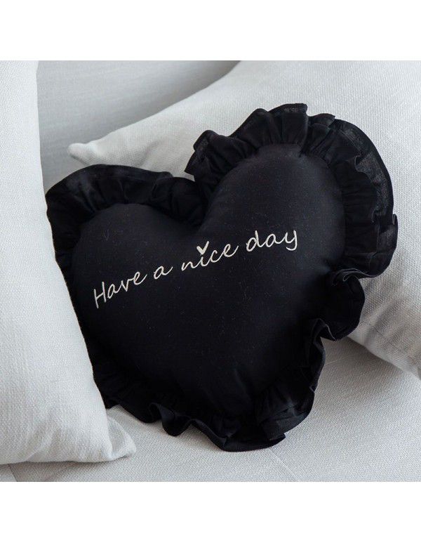Ins princess style cotton embroidery ruffle throw pillow car cushion pillow multi-function love shaped washing waist