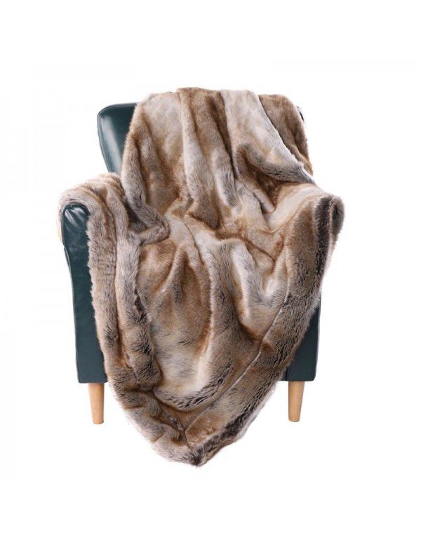 Nordic imitation fur blanket imitation fur sofa blanket model room soft decoration light luxury fur blanket thickened double-layer blanket