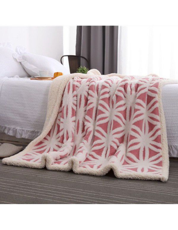 Foreign trade export thickened double-layer comfortable cotton wool jacquard blanket thickened cashmere double-layer blanket in winter office blanket