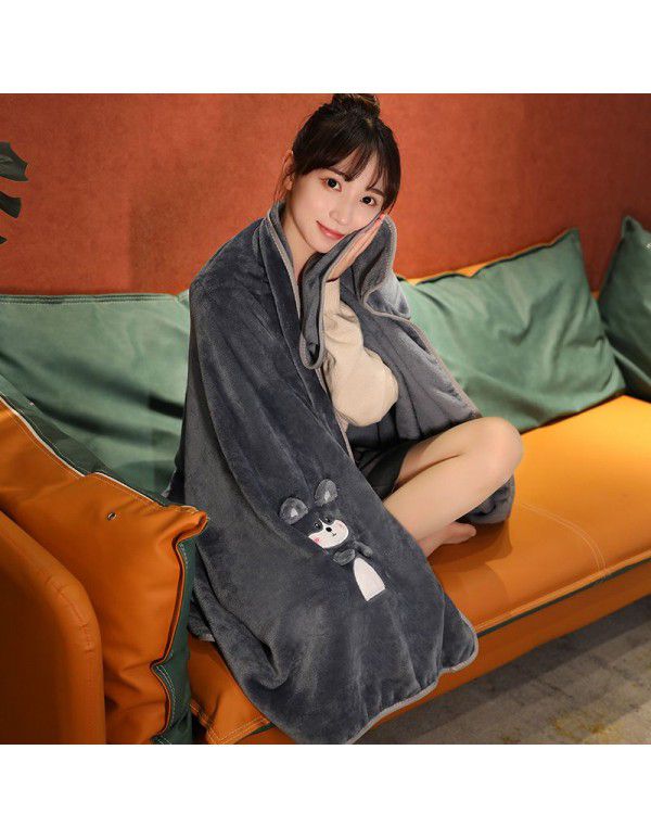 Cartoon coral blanket Pet flannel air conditioning blanket Children's summer nap blanket Cover blanket Gift blanket