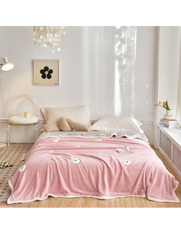 Milk velvet teddy quilt cover blanket blanket small blanket sofa blanket thickened autumn and winter sofa blanket nap blanket