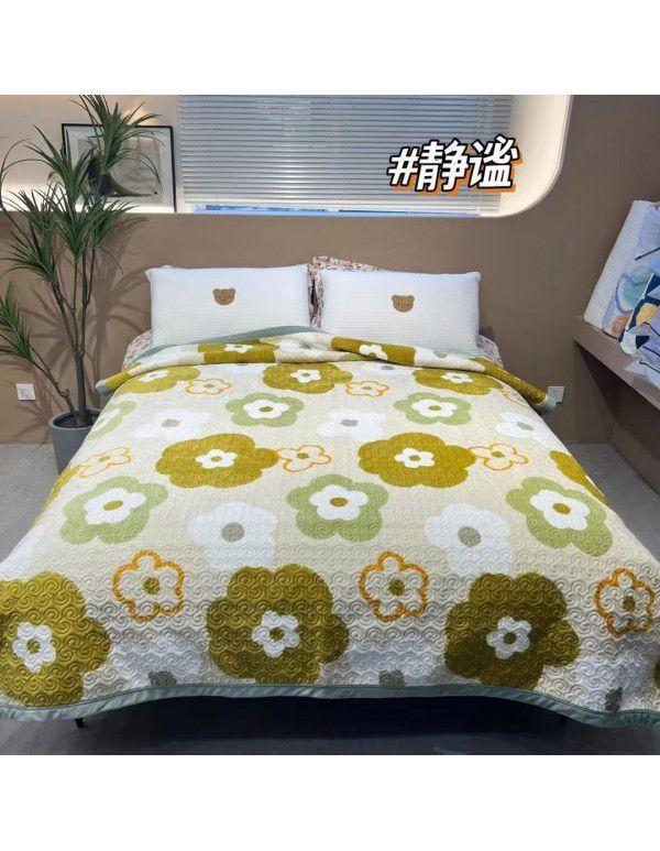 Winter Teddy plush thickened milk wool blanket bedding straight edge milk wool thickened bed blanket
