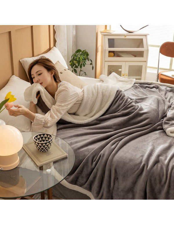 New flannel blanket Double layer cashmere blanket Farad blanket Wholesale pure polar blanket