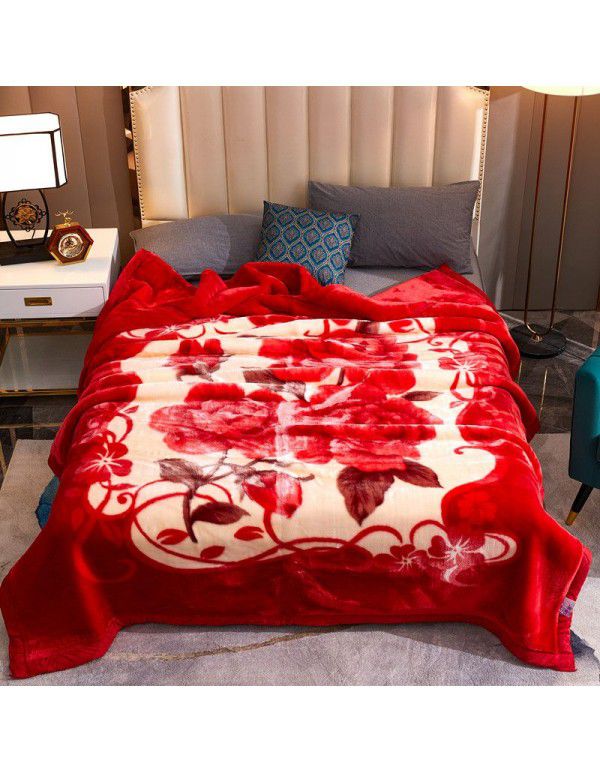 Raschel blanket double layer thickened single and double person cloud blanket in autumn and winter coral velvet flannel quilt double-sided flannel blanket