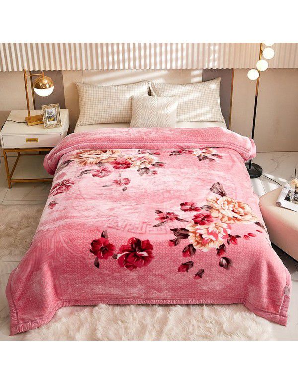 Raschel blanket double layer thickened single and double person cloud blanket in autumn and winter coral velvet flannel quilt double-sided flannel blanket