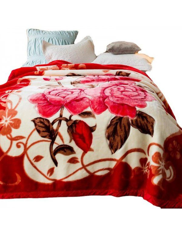 New thickened raschel blanket manufacturer cover blanket winter super soft double-layer wedding blanket Farai velvet group purchase wholesale