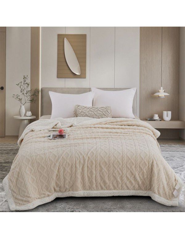Autumn and winter thickened warm taff milk wool blanket version pure simple lamb wool blanket blanket bedding