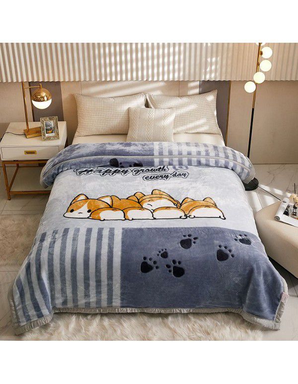 Raschel blanket double layer thickened single and double person cloud blanket in autumn and winter coral velvet flannel quilt double-sided flannel blanket