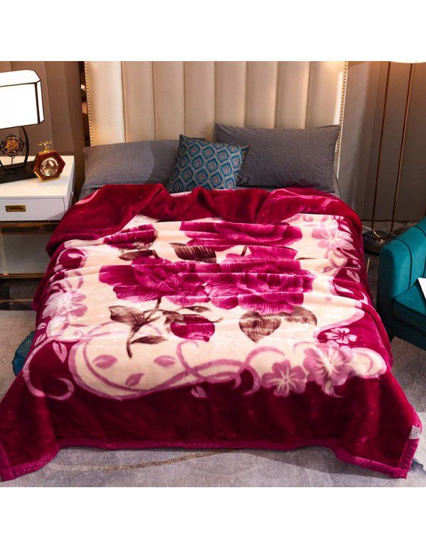 Raschel blanket double layer thickened single and double person cloud blanket in autumn and winter coral velvet flannel quilt double-sided flannel blanket