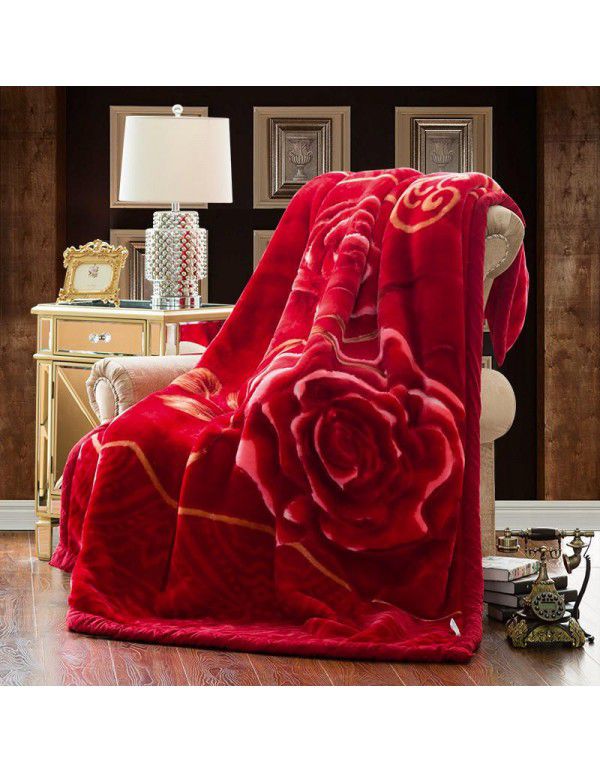 New thickened raschel blanket manufacturer cover blanket winter super soft double-layer wedding blanket Farai velvet group purchase wholesale