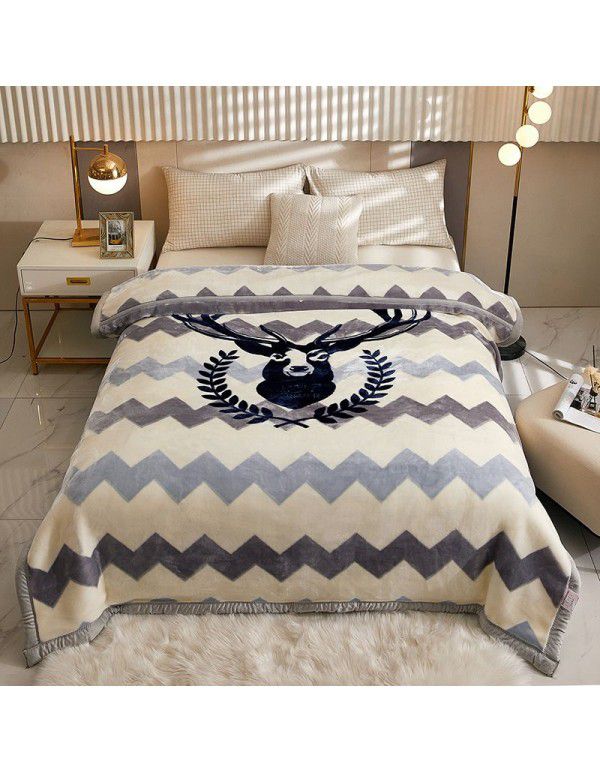Raschel blanket double layer thickened single and double person cloud blanket in autumn and winter coral velvet flannel quilt double-sided flannel blanket