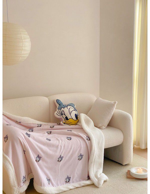 Soft Children Cartoon Lamb Fleece Blanket Double Layer Thick Milk Fleece Warm Blanket Mickey Donald Duck Baby Blanket