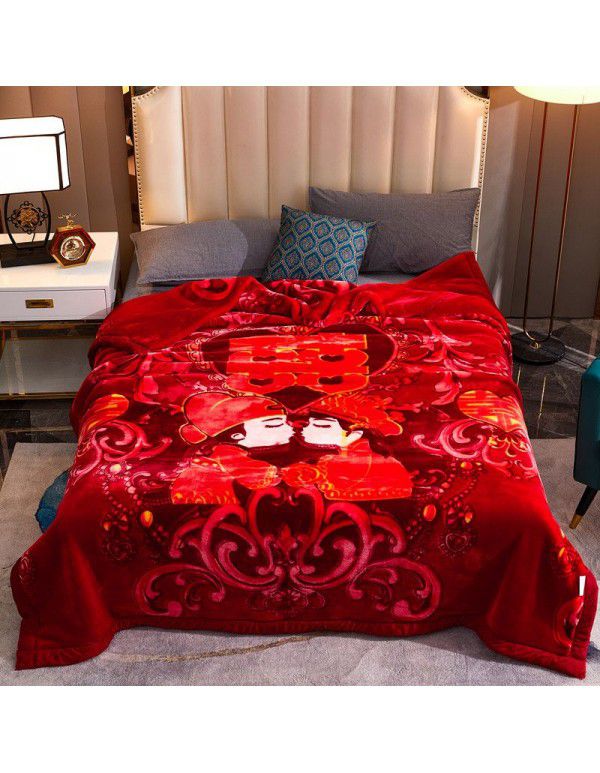 Raschel blanket double layer thickened single and double person cloud blanket in autumn and winter coral velvet flannel quilt double-sided flannel blanket