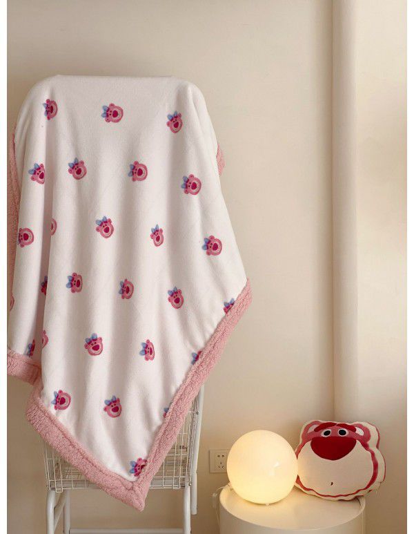 Soft Children Cartoon Lamb Fleece Blanket Double Layer Thick Milk Fleece Warm Blanket Mickey Donald Duck Baby Blanket