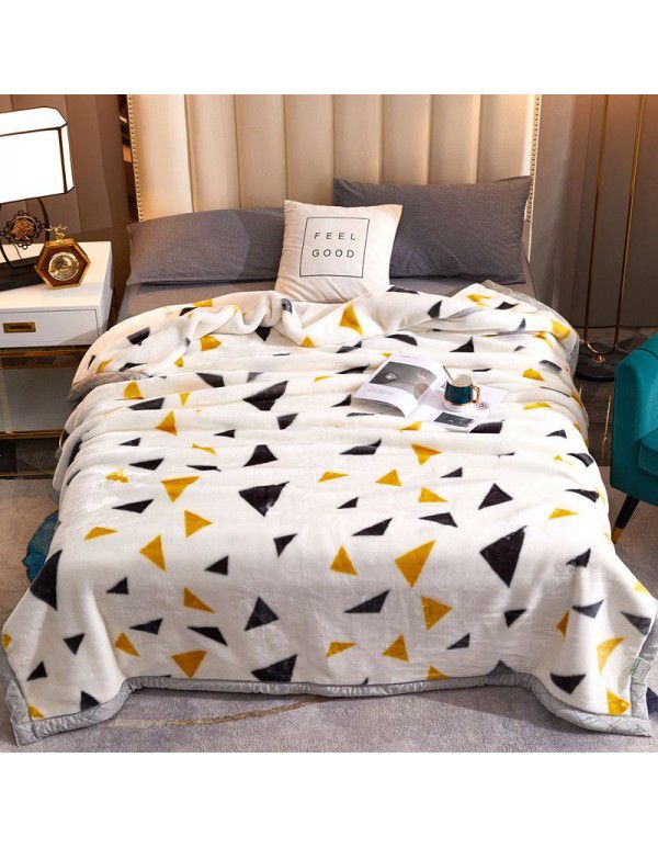 Raschel blanket double layer thickened single and double person cloud blanket in autumn and winter coral velvet flannel quilt double-sided flannel blanket