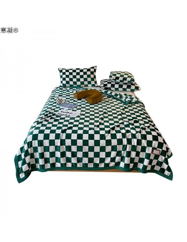 Noon nap blanket ins retro checkerboard milk wool blanket warm in winter thickened leisure sofa blanket