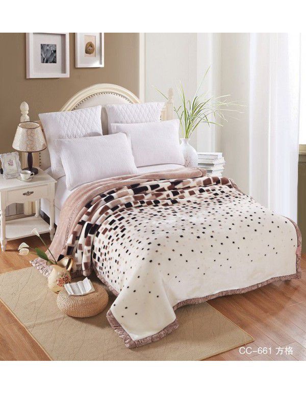 Raschel blanket double layer thickened single and double person cloud blanket in autumn and winter coral velvet flannel quilt double-sided flannel blanket