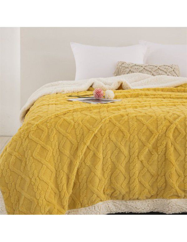Factory direct sale coral wool thickened solid color blanket bedding gift blanket air conditioning blanket blanket wholesale