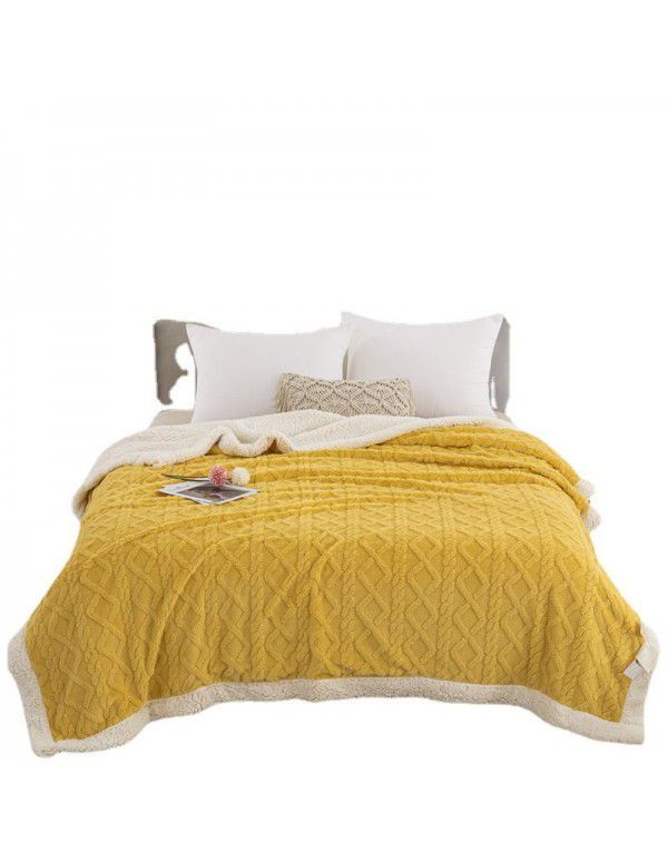 Factory direct sale coral wool thickened solid color blanket bedding gift blanket air conditioning blanket blanket wholesale