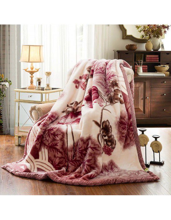 New thickened raschel blanket manufacturer cover blanket winter super soft double-layer wedding blanket Farai velvet group purchase wholesale
