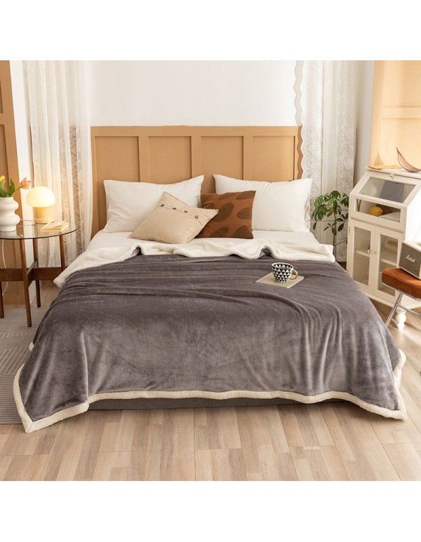 Warm in autumn and winter: 2m A milk wool B lamb wool double sided thickened flannel blanket 1.8 double-layer composite can be ordered