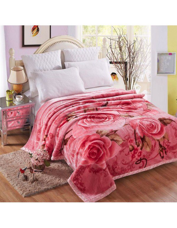 Raschel blanket double layer thickened single and double person cloud blanket in autumn and winter coral velvet flannel quilt double-sided flannel blanket