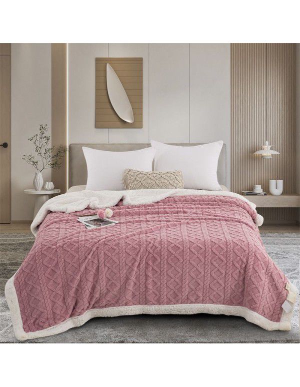 Autumn and winter thickened warm taff milk wool blanket version pure simple lamb wool blanket blanket bedding
