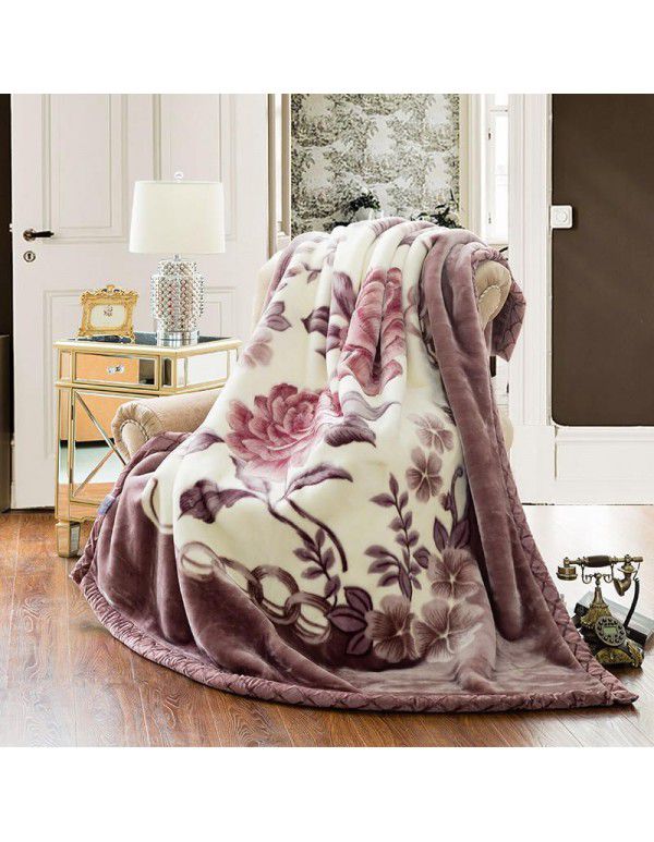New thickened raschel blanket manufacturer cover blanket winter super soft double-layer wedding blanket Farai velvet group purchase wholesale