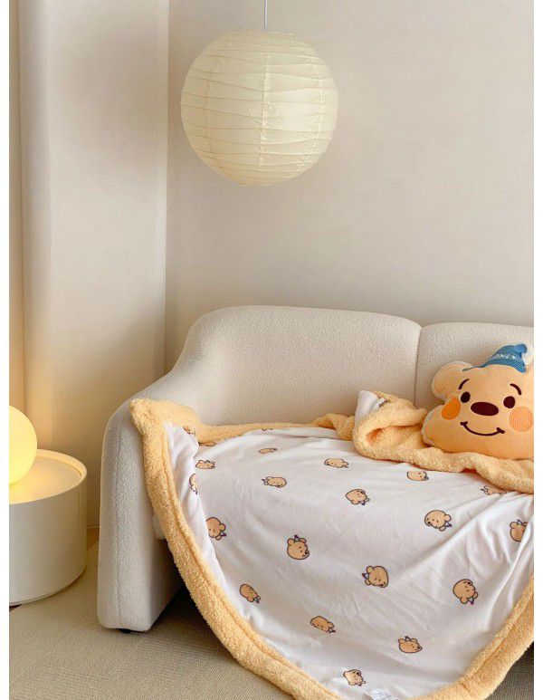 Soft Children Cartoon Lamb Fleece Blanket Double Layer Thick Milk Fleece Warm Blanket Mickey Donald Duck Baby Blanket