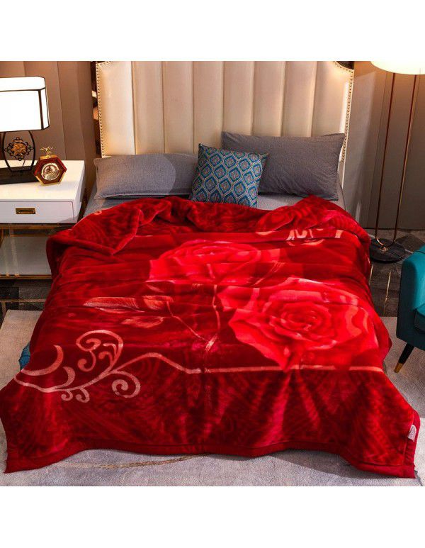 Raschel blanket double layer thickened single and double person cloud blanket in autumn and winter coral velvet flannel quilt double-sided flannel blanket
