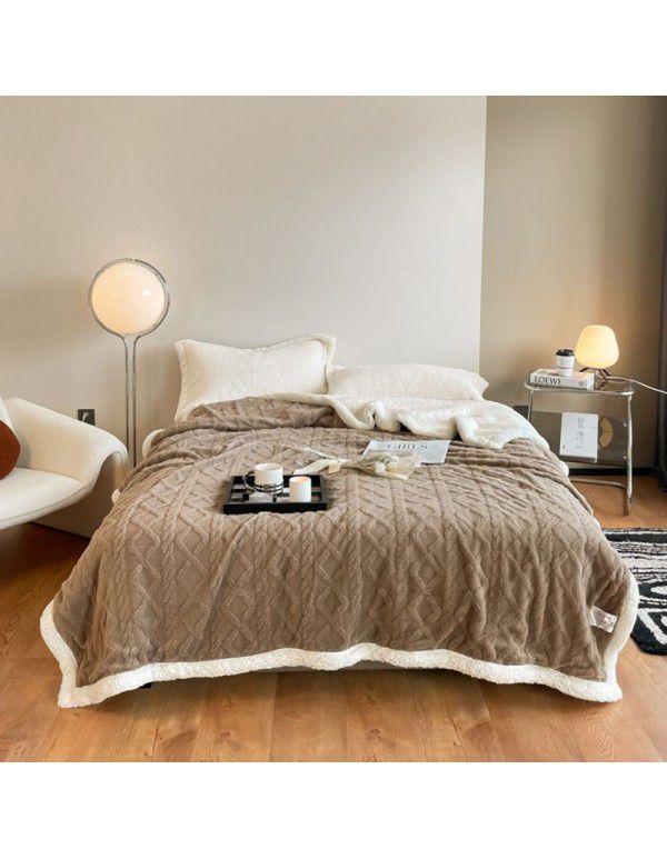 Taff Blanket Autumn and Winter Thickened Thermal Coral Blanket Napping Blanket AB Edition Double Layer Flannel Blanket Wholesale