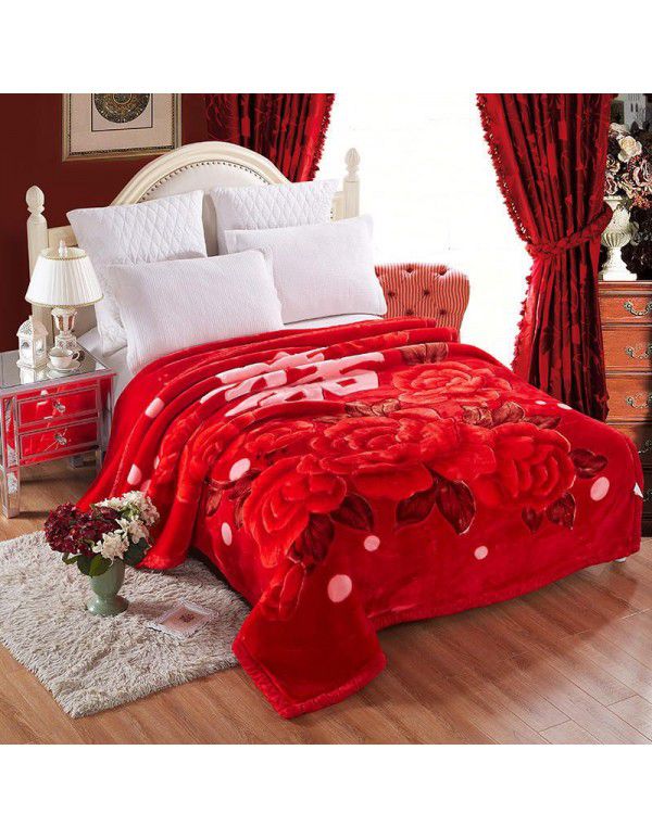 New thickened raschel blanket manufacturer cover blanket winter super soft double-layer wedding blanket Farai velvet group purchase wholesale