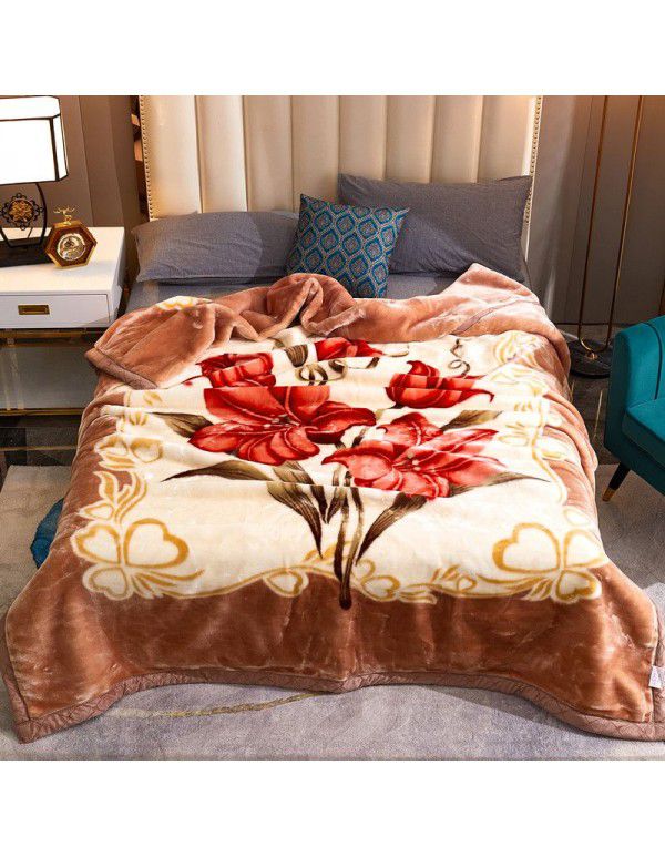 Raschel blanket double layer thickened single and double person cloud blanket in autumn and winter coral velvet flannel quilt double-sided flannel blanket