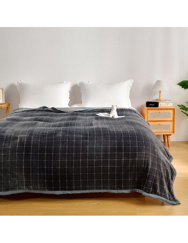 Thickened milk wool blanket 400g autumn and winter afternoon nap blanket Farai wool blanket single double wool bed sheet