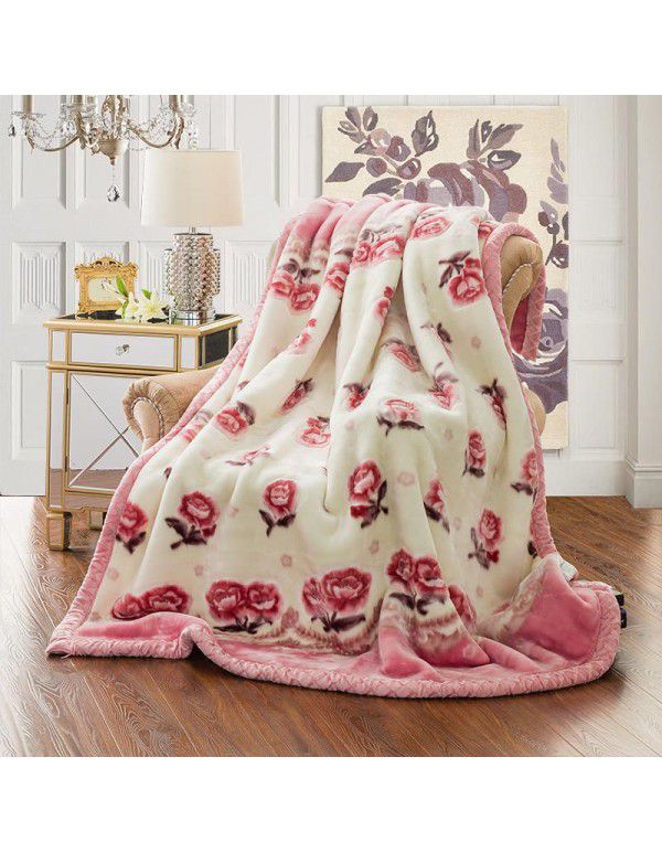 New thickened raschel blanket manufacturer cover blanket winter super soft double-layer wedding blanket Farai velvet group purchase wholesale