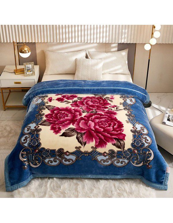Raschel blanket double layer thickened single and double person cloud blanket in autumn and winter coral velvet flannel quilt double-sided flannel blanket