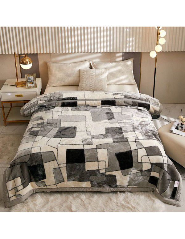 Raschel blanket double layer thickened single and double person cloud blanket in autumn and winter coral velvet flannel quilt double-sided flannel blanket