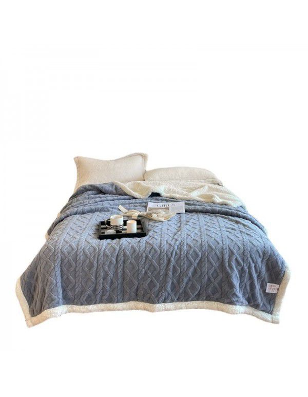 Taff Blanket Autumn and Winter Thickened Thermal Coral Blanket Napping Blanket AB Edition Double Layer Flannel Blanket Wholesale