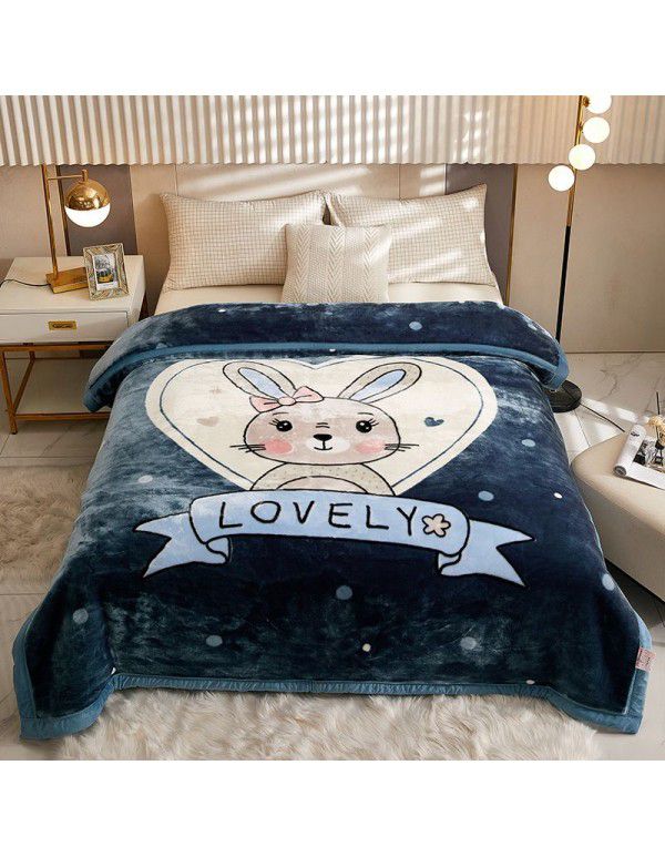 Raschel blanket double layer thickened single and double person cloud blanket in autumn and winter coral velvet flannel quilt double-sided flannel blanket