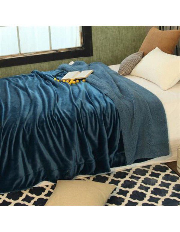 Thick blanket, small wool quilt in winter, double layer thickened insulation, single leg covering, afternoon nap, student dormitory, coral blanket