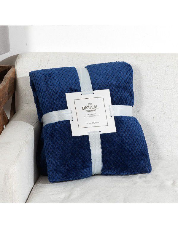 Thickened solid color pineapple blanket sofa blanket coral velvet office cover lunch blanket gift blanket