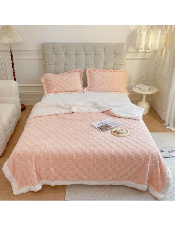 Autumn and winter thickened warm taff milk wool blanket version pure simple lamb wool blanket blanket bedding