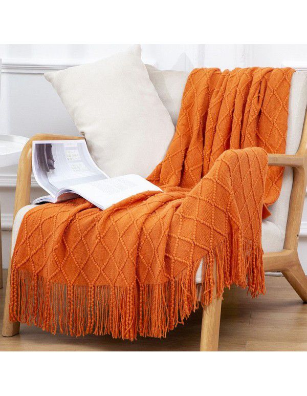 Summer air conditioning blanket knitting blanket thousand bird pattern tassel sofa blanket small blanket bed tail American wool nap blanket