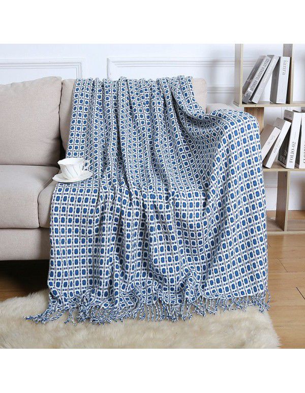 Summer air conditioning blanket knitting blanket thousand bird pattern tassel sofa blanket small blanket bed tail American wool nap blanket