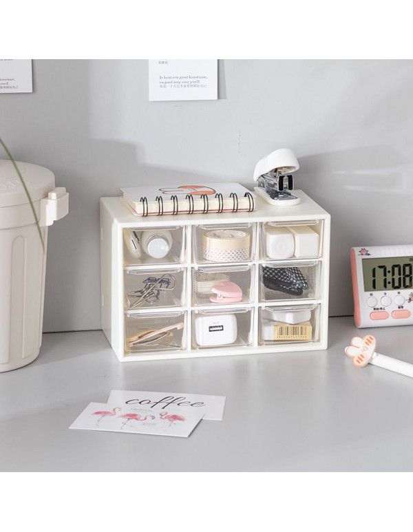 Ins Dustproof nine palace grid small drawer jewelry storage box dormitory desktop stationery jewelry hand account