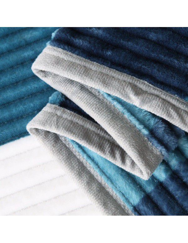 New striped blanket coral blanket student dormitory single blanket double enlarged blanket blanket
