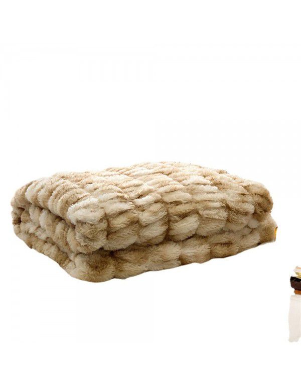 High grade imitation fur blanket comfortable skin friendly bubble rabbit blanket winter sofa blanket leisure blanket light luxury bed tail blanket 