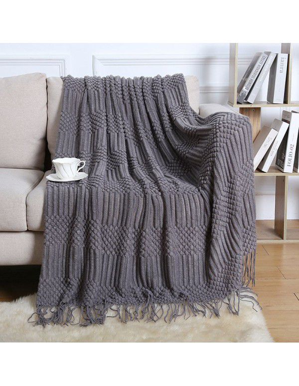 Summer air conditioning blanket knitting blanket thousand bird pattern tassel sofa blanket small blanket bed tail American wool nap blanket