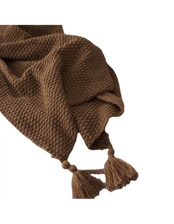 Waffle blanket ins wind sofa blanket office nap tassel ball wool leisure air conditioning blanket